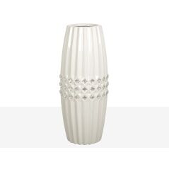 Vase Romimex White Silver Ceramic 13 x 32 x 13 cm