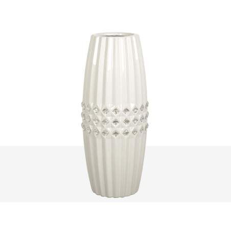 Vase Romimex White Silver Ceramic 13 x 32 x 13 cm