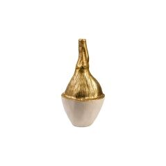 Vase Romimex White/Gold Aluminium 18 x 36 x 17 cm