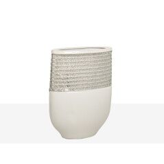 Vase Romimex White Silver Ceramic 18 x 25 x 9 cm