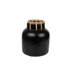 Vase Romimex Black Natural Ceramic Rattan 8 x 20 x 18 cm