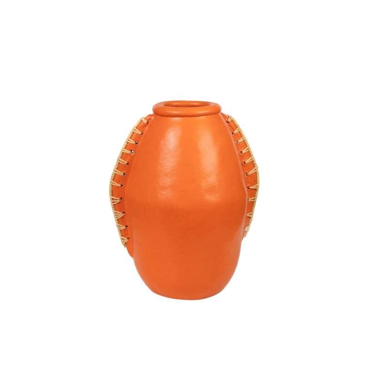 Vaso Romimex Arancio Naturale Ceramica Rattan 22 x 35 x 25 cm