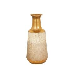 Vase Romimex White Golden Metal 17 x 37 x 17 cm