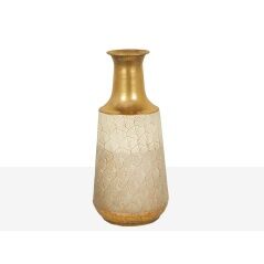 Vase Romimex White Golden Metal 17 x 37 x 17 cm