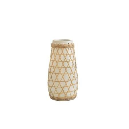 Vaso Romimex Bianco Ceramica Rattan 20 x 40 x 20 cm