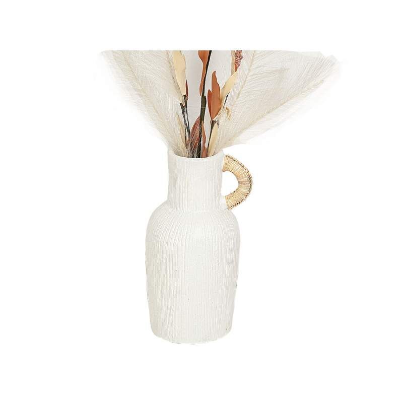 Vase Romimex White Rattan Terracotta 12 x 30 x 12 cm With handle