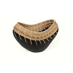 Vaso Romimex Nero Naturale Ceramica Rattan 12 x 15 x 25 cm