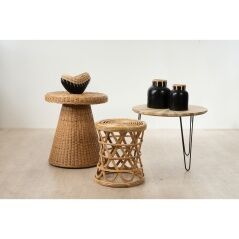 Vase Romimex Black Natural Ceramic Rattan 12 x 15 x 25 cm