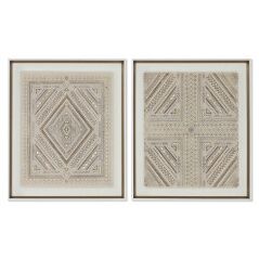 Canvas Home ESPRIT White Natural Boho 50 x 3,8 x 60 cm (2 Units)