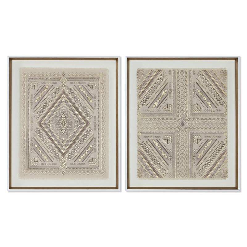 Canvas Home ESPRIT White Natural Boho 50 x 3,8 x 60 cm (2 Units)