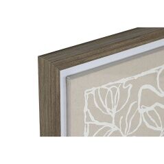 Canvas Home ESPRIT White Beige Leaf of a plant Urban 50 x 4 x 60 cm (2 Units)