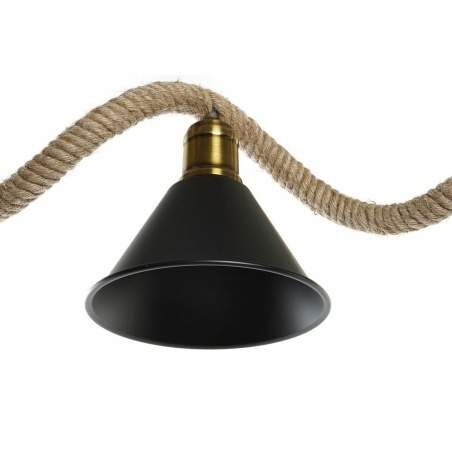 Lampadario DKD Home Decor Naturale Nero Metallo Corda 50 W (85 x 18 x 20 cm)