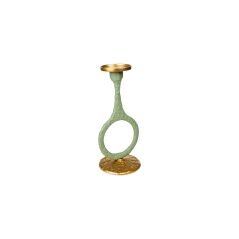 Candleholder Romimex Green Golden Aluminium 15 x 31 x 14 cm Circle