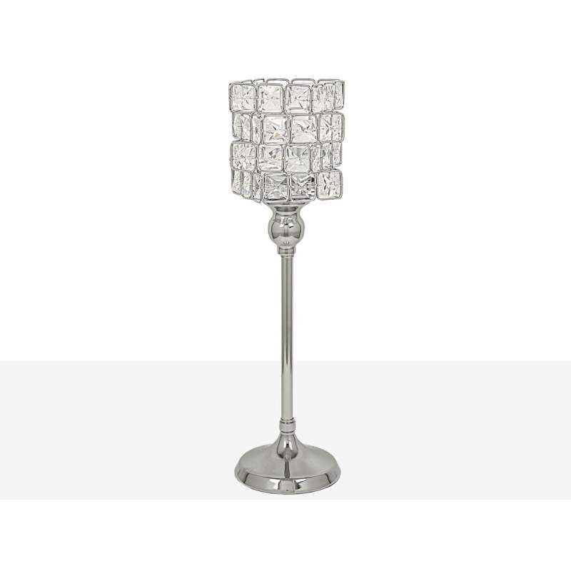 Candleholder Romimex Silver Metal Glass 13 x 40 x 13 cm Wineglass