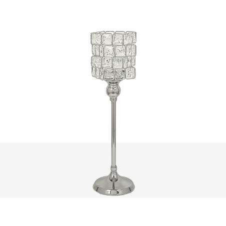 Candleholder Romimex Silver Metal Glass 13 x 40 x 13 cm Wineglass