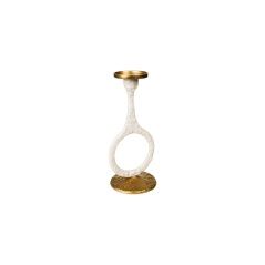 Candleholder Romimex White/Gold Aluminium 15 x 31 x 14 cm Circle