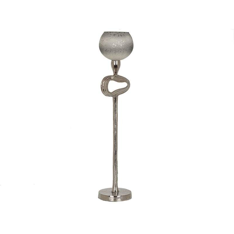 Candleholder Romimex Beige Silver Glass Aluminium 12 x 56 x 12 cm Ball