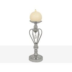 Candleholder Romimex Silver Metal Glass 14 x 35 x 14 cm