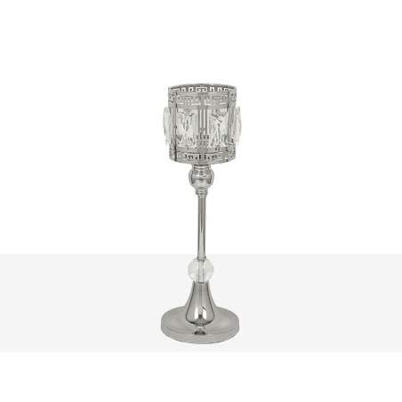 Candleholder Romimex Silver Metal Glass 12 x 32 x 12 cm Wineglass