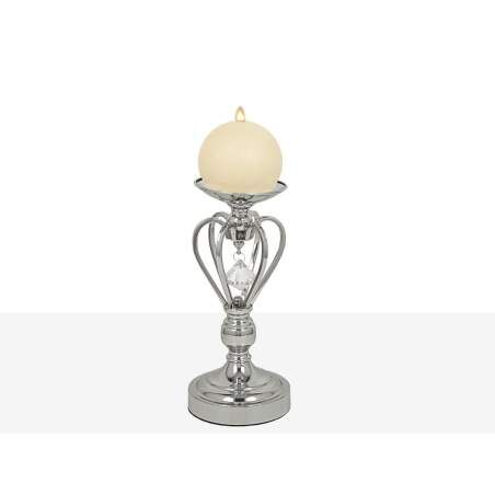 Candleholder Romimex Silver Metal Glass 14 x 28 x 14 cm