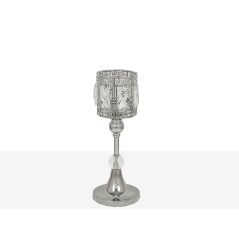 Candleholder Romimex Silver Metal Glass 12 x 28 x 12 cm Wineglass