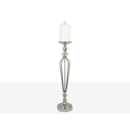 Candleholder Romimex Silver Metal Glass 16 x 57 x 16 cm