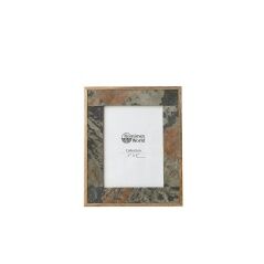 Photo frame Romimex Brown Wood Granite 23 x 28 x 3 cm