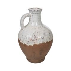 Vaso Romimex Bianco Terracotta Rustico 20 x 30 x 20 cm Con maniglia