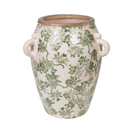 Vase Romimex Green Beige Porcelain 23 x 27 x 23 cm With handles