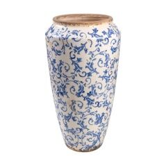 Vaso Romimex Azzurro Bianco Porcellana 21 x 37 x 21 cm Con manici