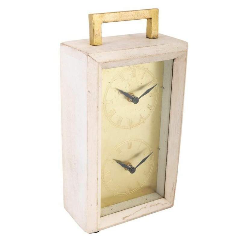 Table clock Alexandra House Living Brass Glass Iron Mango wood 9 x 30 x 15 cm