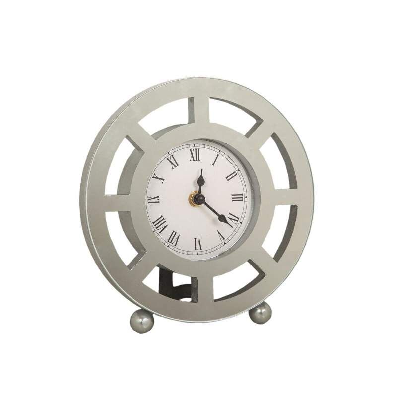 Table clock Romimex Silver Glass 20 x 21 x 5 cm