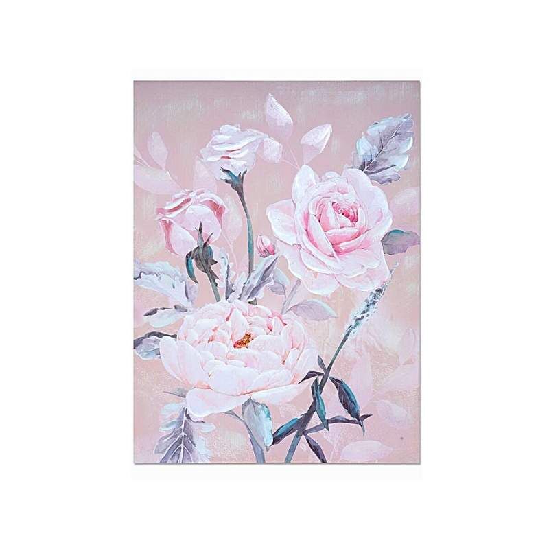 Painting Romimex Pink Canvas Roses 60 x 80 x 3 cm