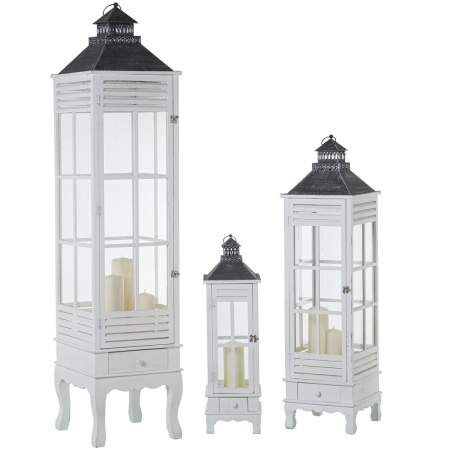 Lanterns Alexandra House Living White Wood Crystal Fir wood (3 Pieces)