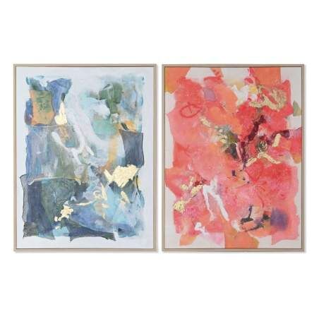 Canvas Home ESPRIT Blue Pink polystyrene Canvas Abstract Modern 94 x 4 x 123,5 cm (2 Units)