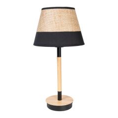 Desk lamp Romimex Black Beige Wood wicker 23 x 44 x 23 cm