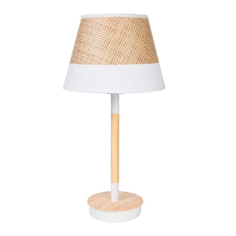 Desk lamp Romimex White Beige Wood wicker 23 x 44 x 23 cm