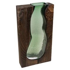 Vaso Romimex Marrone Verde Legno Vetro 18 x 32 x 6 cm