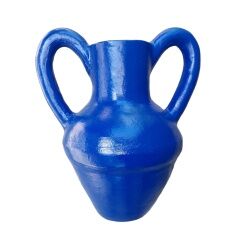 Vase Romimex Cobalt blue Ceramic 28 x 35 x 22 cm With handles