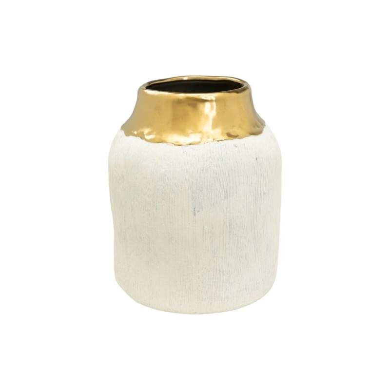 Vaso Romimex Bianco Dorato Porcellana 23 x 27 x 23 cm