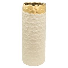 Vase Romimex White Golden Porcelain 14 x 35 x 14 cm