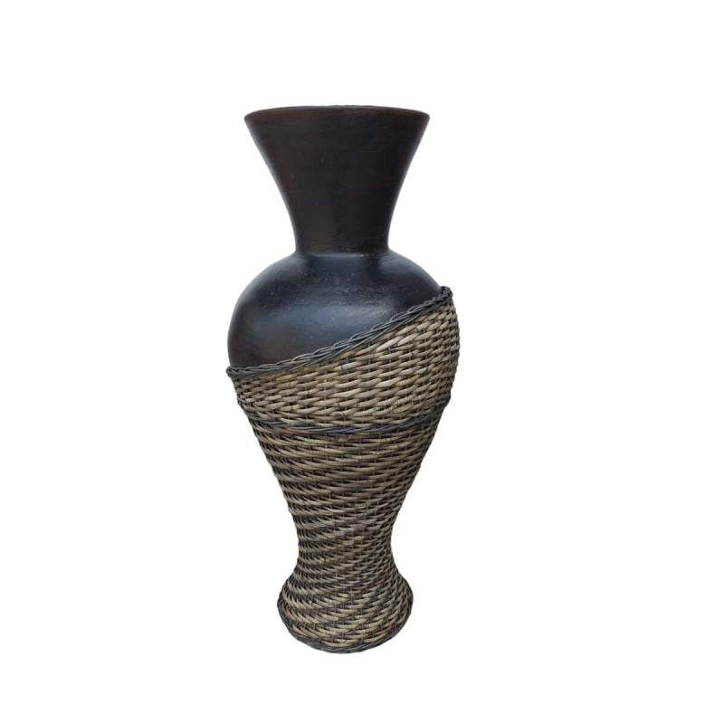 Vaso da pavimento Romimex Marrone Rattan Terracotta 35 x 100 x 35 cm