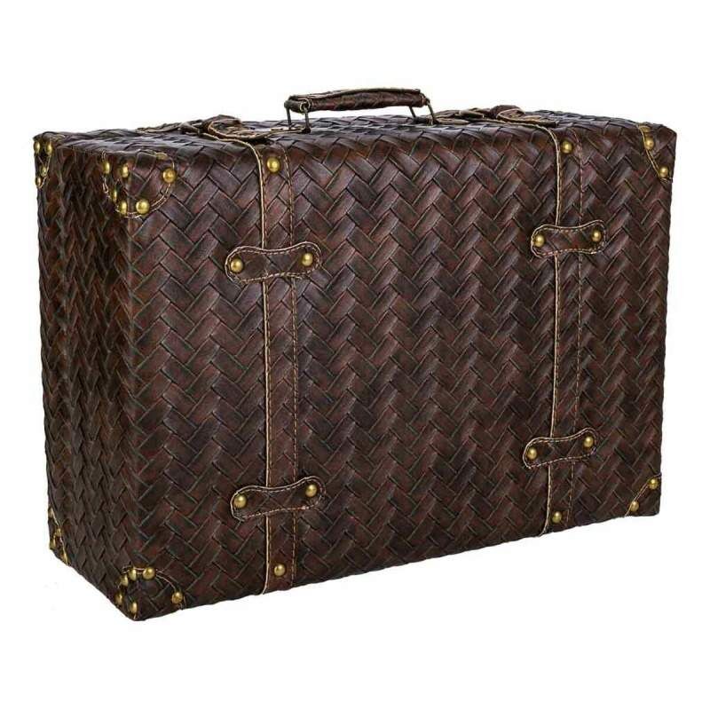 Decorative suitcase Alexandra House Living Brown Polyskin MDF Wood Vintage 16 x 30 x 44 cm