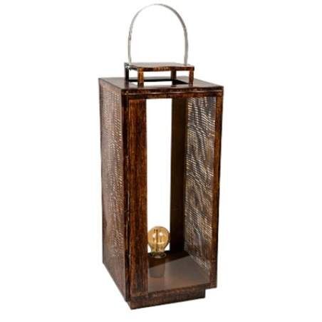 Lantern Romimex Brown Metal 23 x 56 x 23 cm