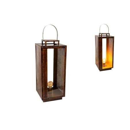 Lantern Romimex Brown Metal 23 x 56 x 23 cm