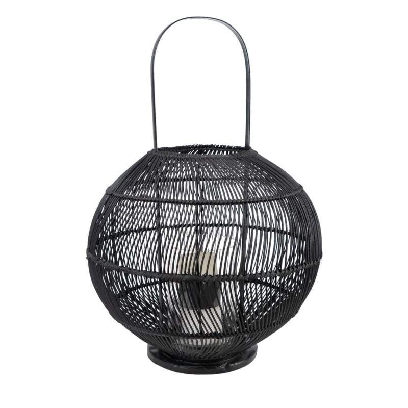 Lanterna Romimex Nero Metallo vimini Vetro 38 x 56 x 38 cm Sfera