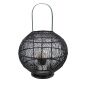 Lantern Romimex Black Metal wicker Glass 38 x 56 x 38 cm Ball