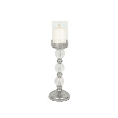 Candleholder Romimex Silver Metal Glass 12 x 40 x 12 cm Wineglass