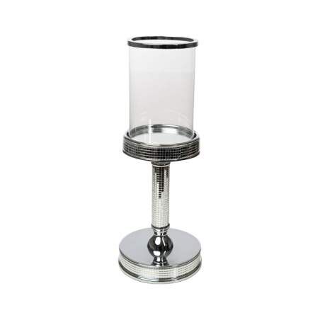 Candleholder Romimex Silver Metal Glass 12 x 32 x 12 cm