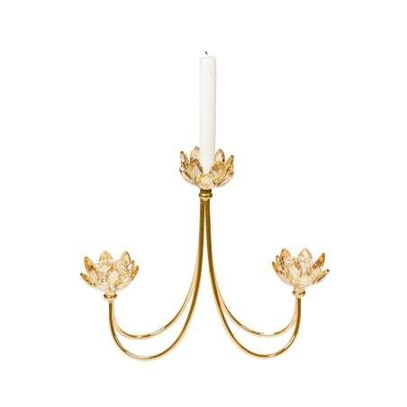 Candle Holder Romimex Golden Metal Glass 31 x 26 x 6 cm